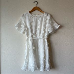 NWT white textured dress with flutter sleeves